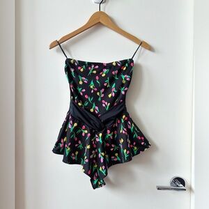 Vintage Gabar Floral Peplum Skirted Swimsuit